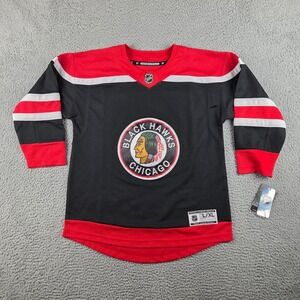 Chicago Blackhawk Retro Reverse Jersey Youth L/XL Black Red NHL Hockey Blank NEW